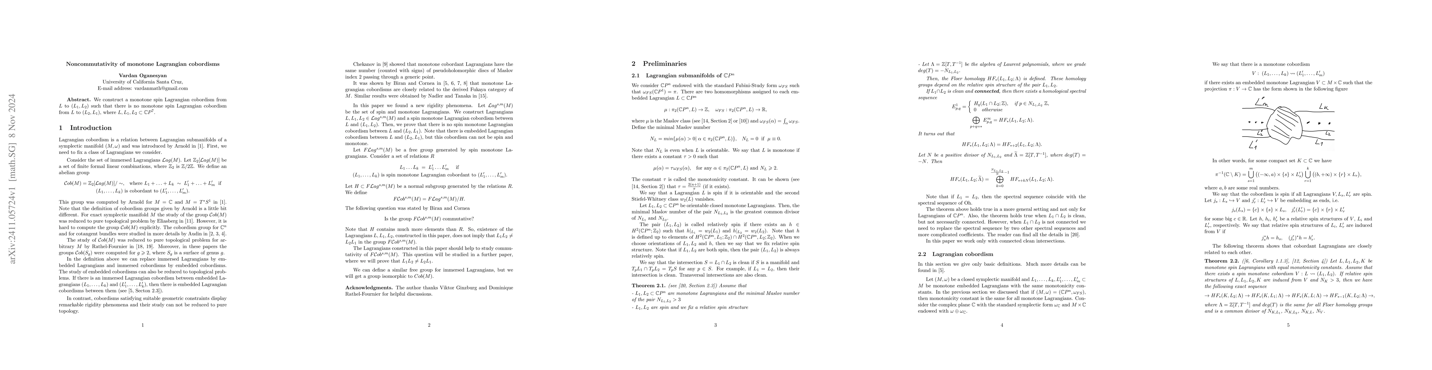 Thumbnail for Noncommutativity of monotone Lagrangian cobordisms