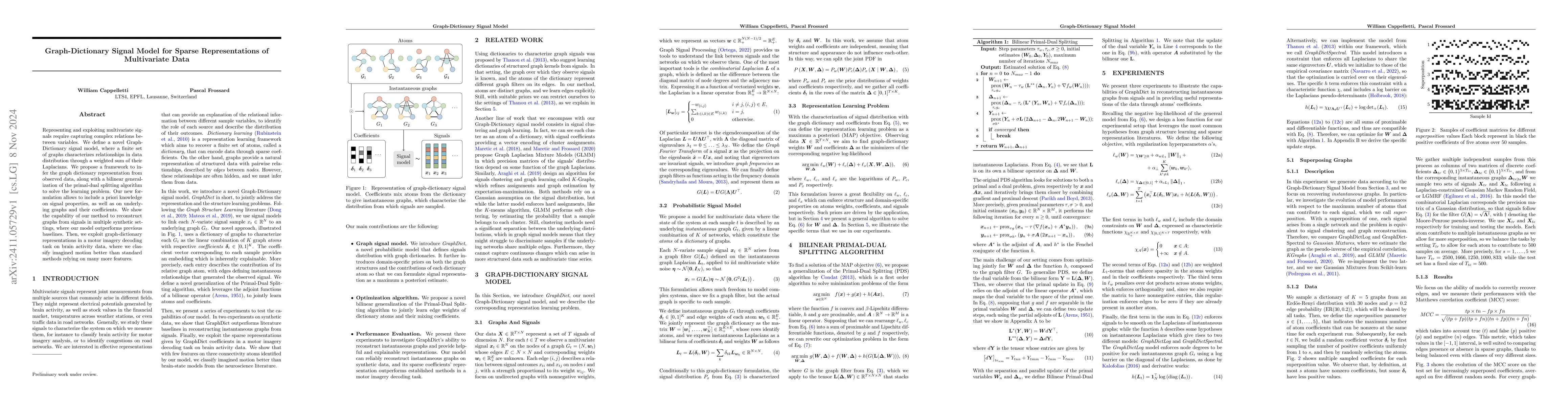 Thumbnail for Graph-Dictionary Signal Model for Sparse Representations of Multivariate
  Data