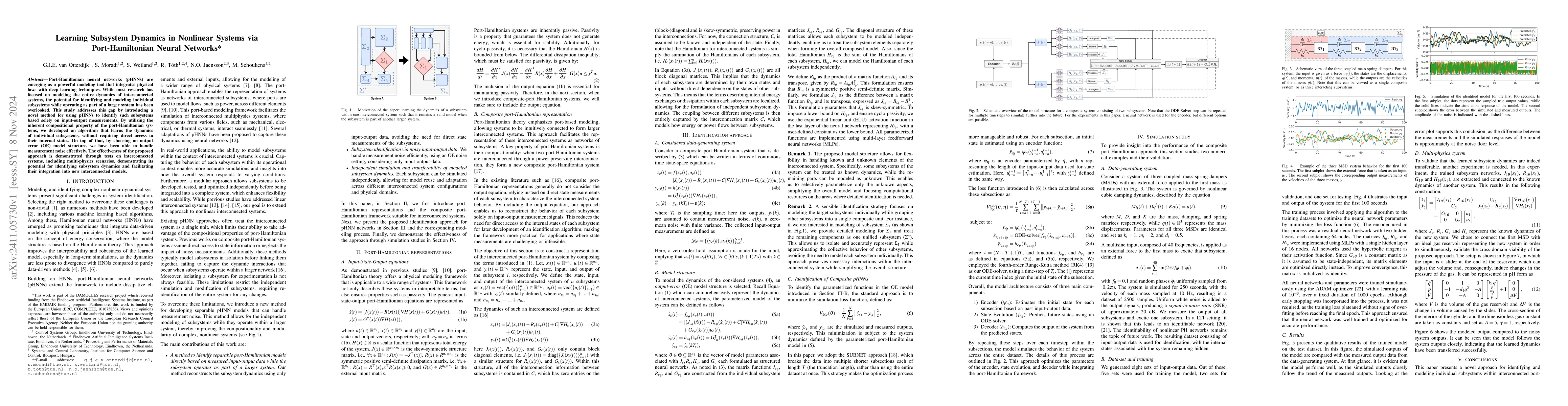 Thumbnail for Learning Subsystem Dynamics in Nonlinear Systems via Port-Hamiltonian
  Neural Networks