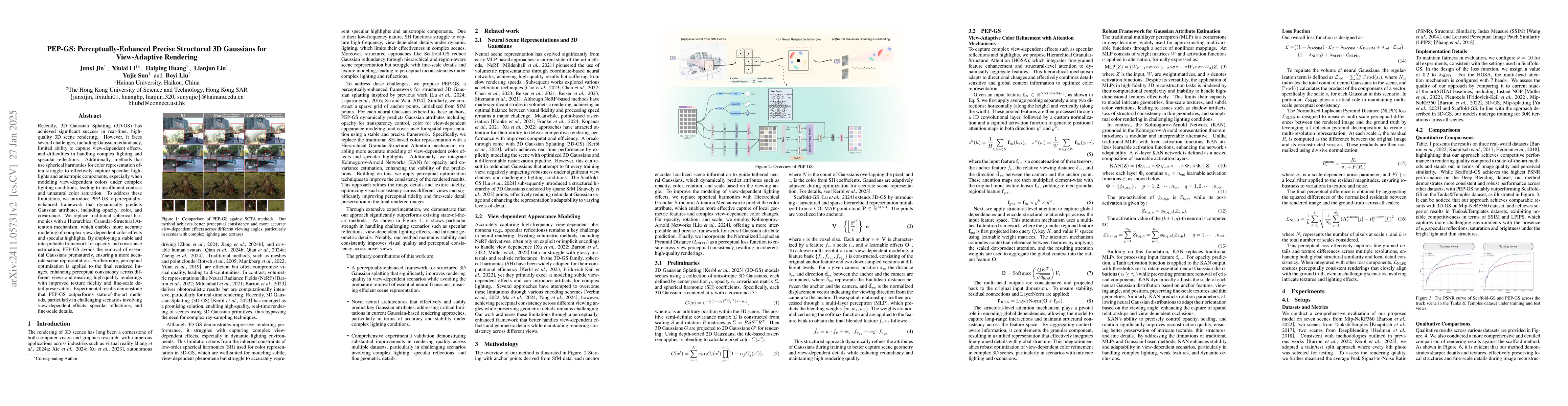 Thumbnail for PEP-GS: Perceptually-Enhanced Precise Structured 3D Gaussians for
  View-Adaptive Rendering