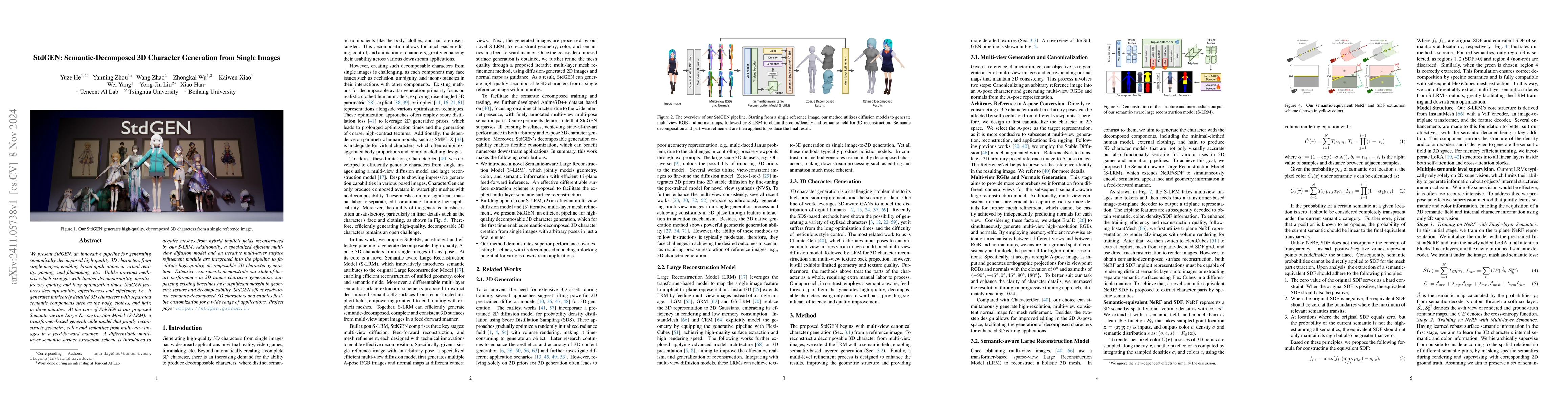 Thumbnail for StdGEN: Semantic-Decomposed 3D Character Generation from Single Images