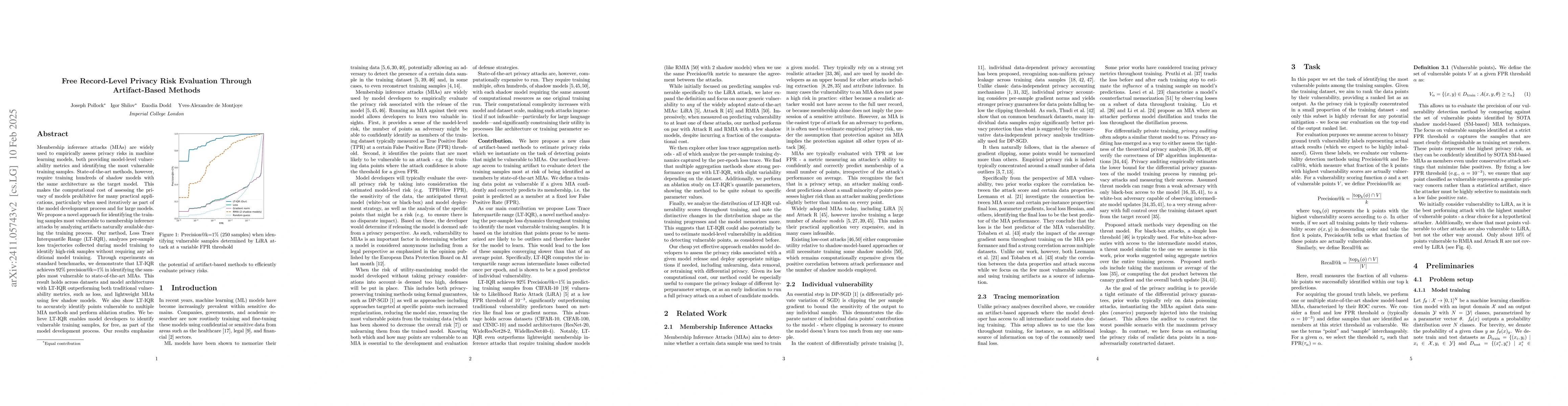 Thumbnail for Free Record-Level Privacy Risk Evaluation Through Artifact-Based Methods