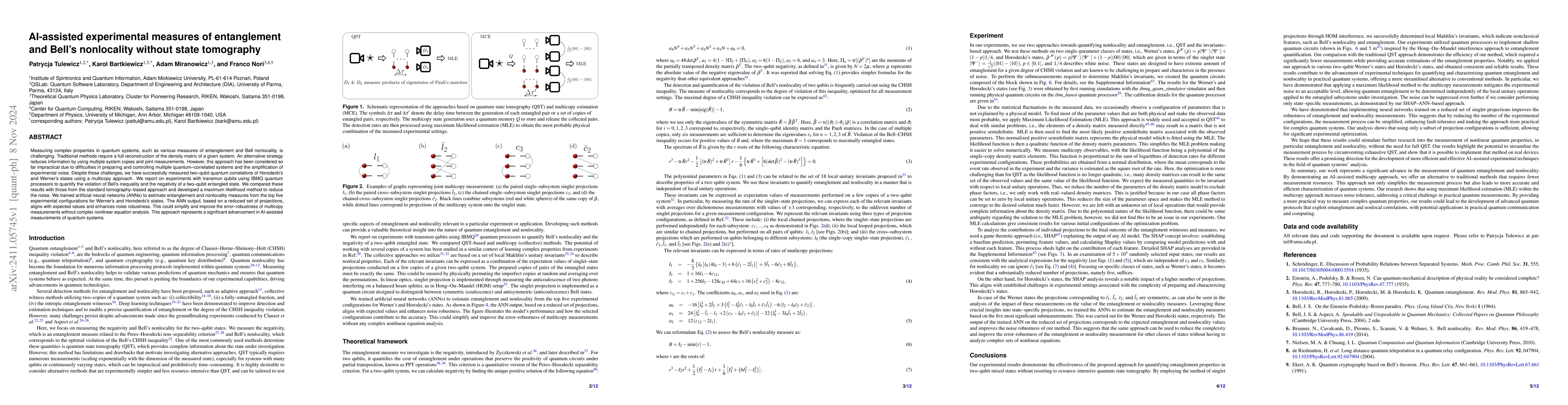 Thumbnail for AI-assisted experimental measures of entanglement and Bell's nonlocality
  without state tomography