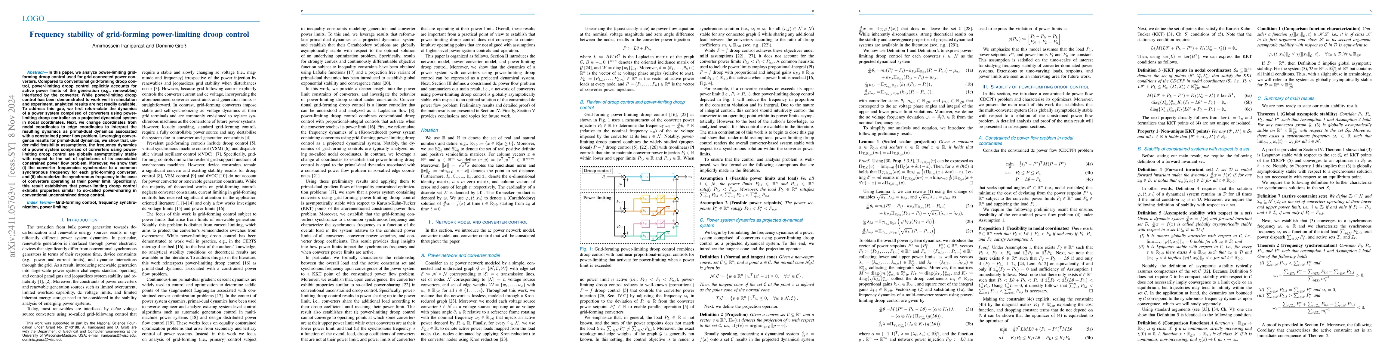 Thumbnail for Frequency stability of grid-forming power-limiting droop control