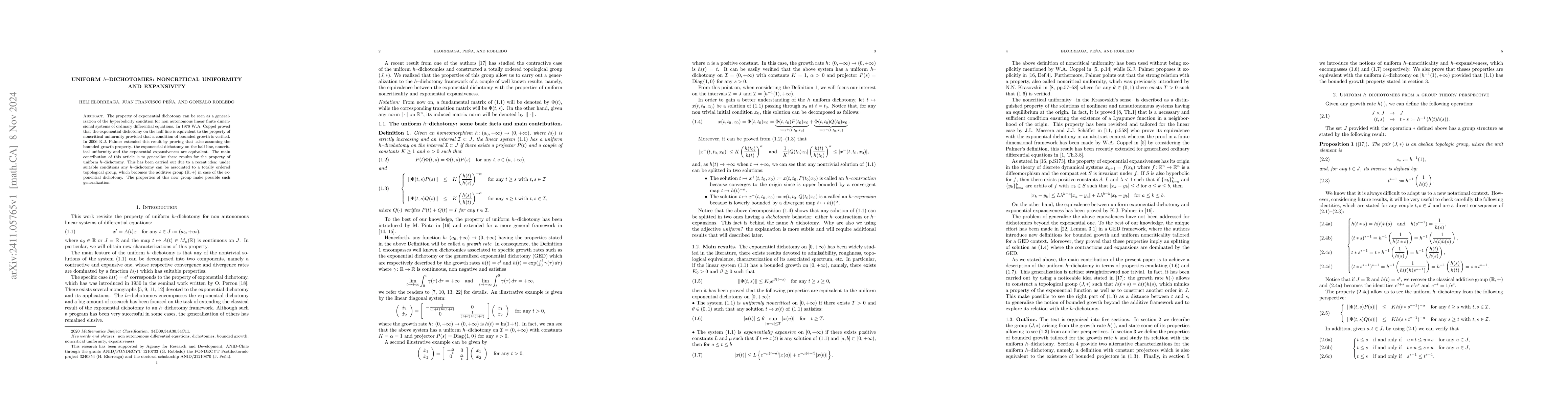 Thumbnail for Uniform $h$-dichotomies: noncritical uniformity and expansivity