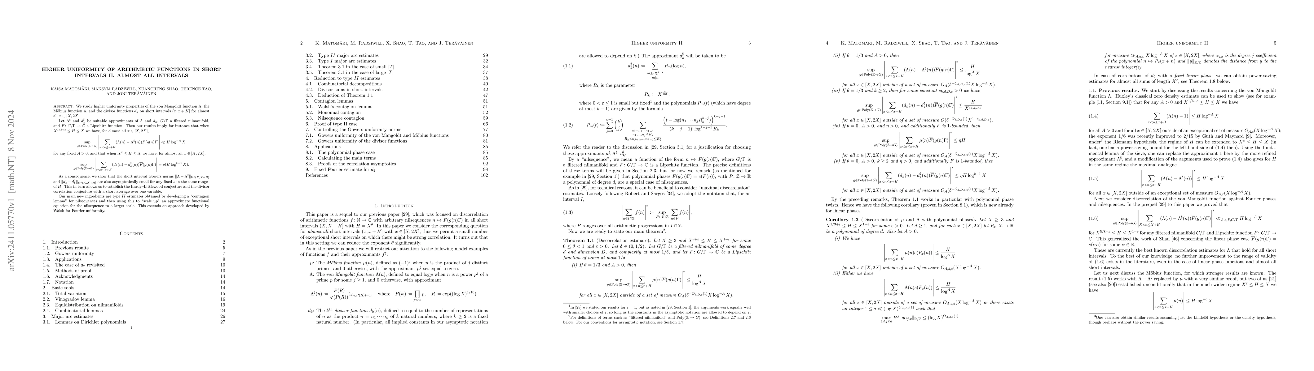 Thumbnail for Higher uniformity of arithmetic functions in short intervals II. Almost
  all intervals