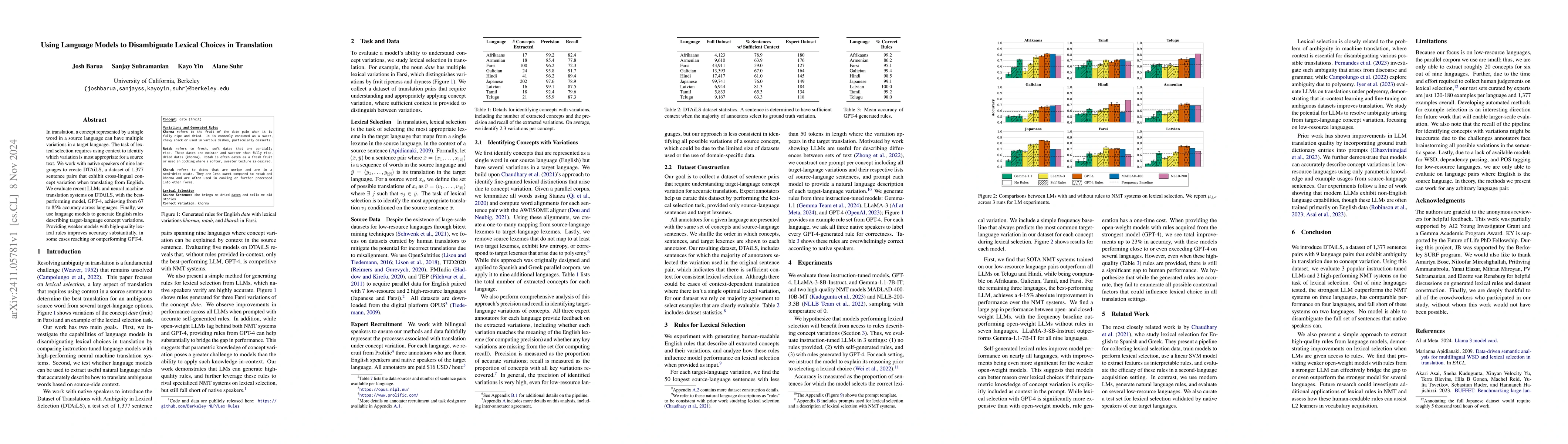 Thumbnail for Using Language Models to Disambiguate Lexical Choices in Translation
