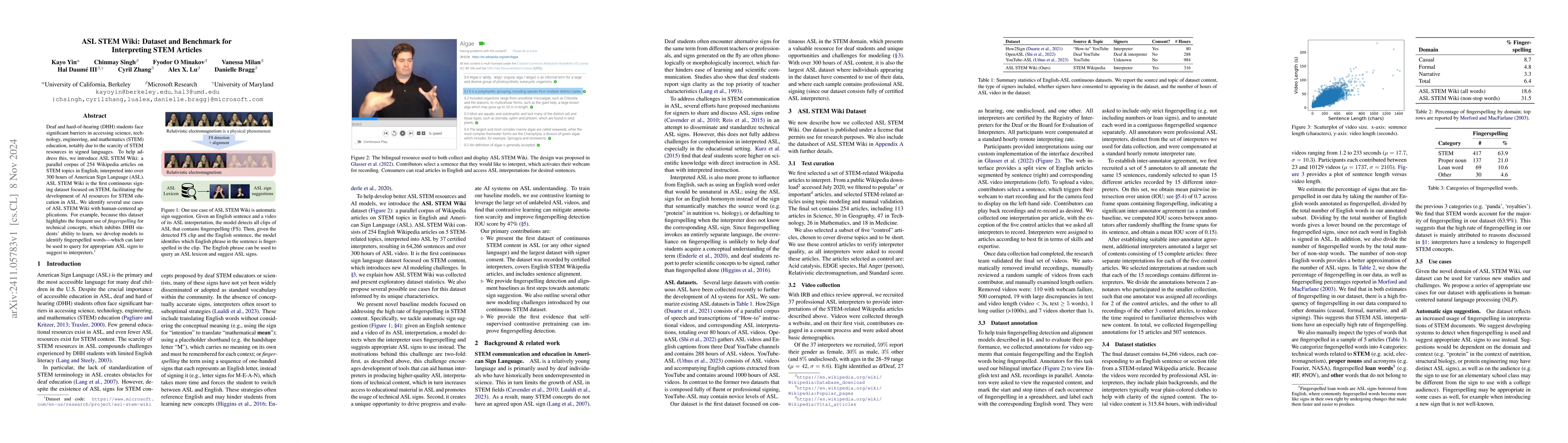Thumbnail for ASL STEM Wiki: Dataset and Benchmark for Interpreting STEM Articles
