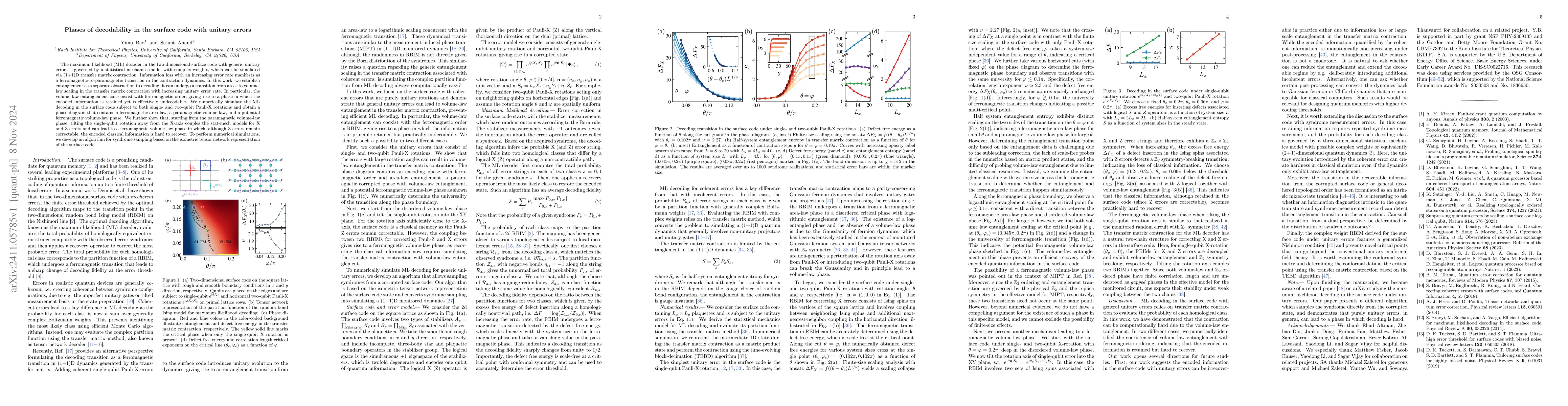 Thumbnail for Phases of decodability in the surface code with unitary errors