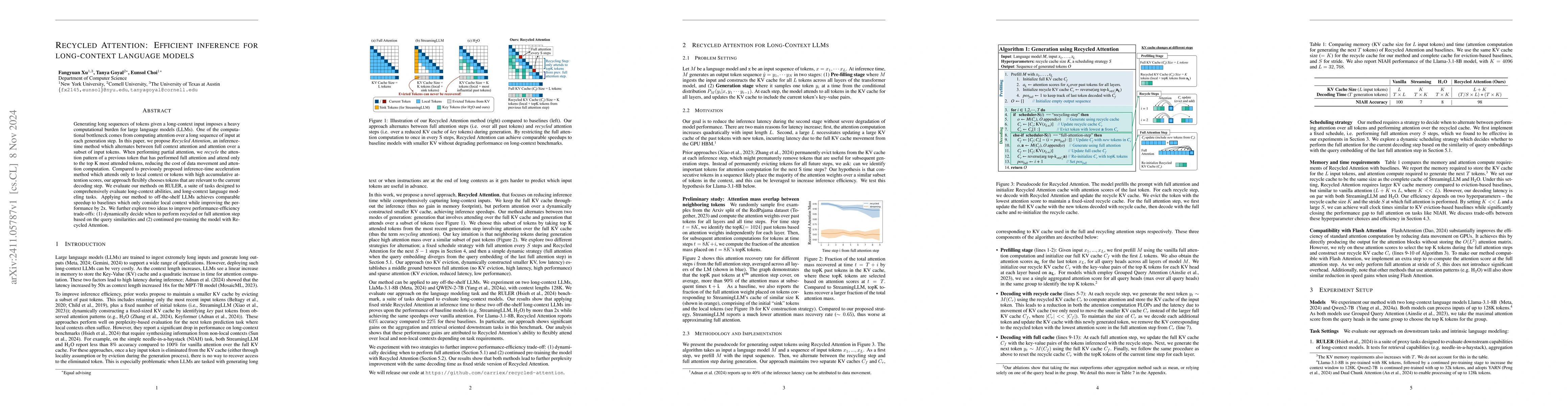 Thumbnail for Recycled Attention: Efficient inference for long-context language models