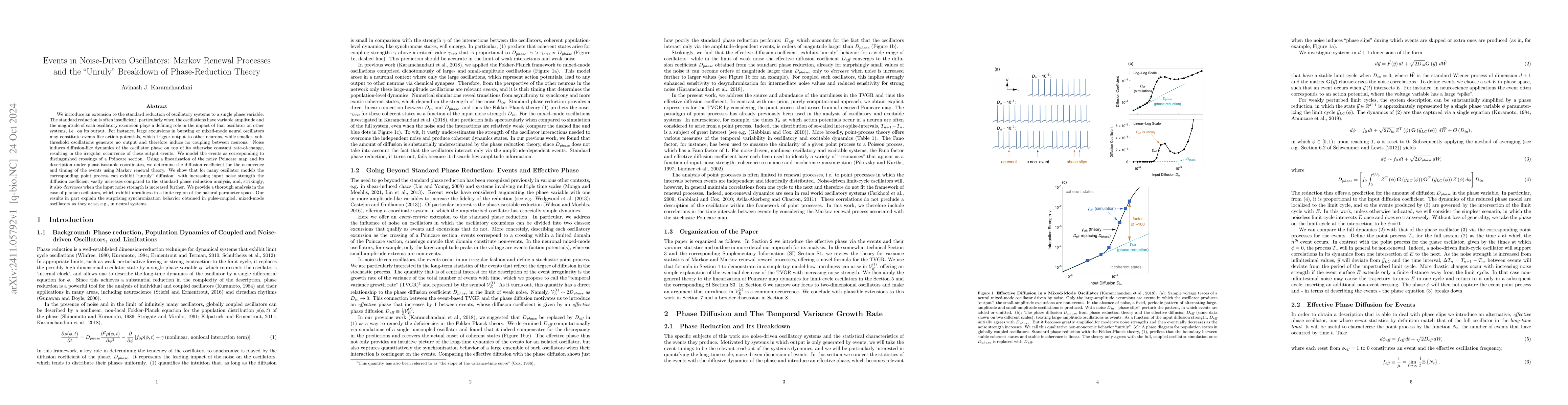 Thumbnail for Events in Noise-Driven Oscillators: Markov Renewal Processes and the
  "Unruly" Breakdown of Phase-Reduction Theory