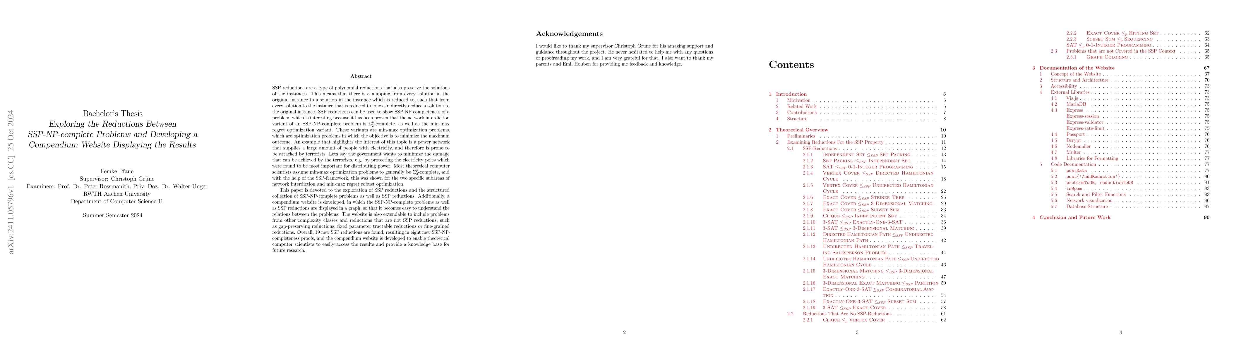 Thumbnail for Exploring the Reductions Between SSP-NP-complete Problems and Developing
  a Compendium Website Displaying the Results