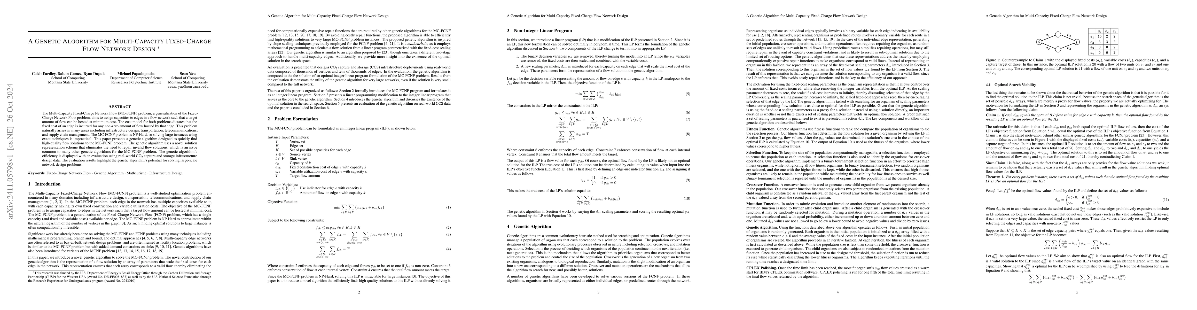 Thumbnail for A Genetic Algorithm for Multi-Capacity Fixed-Charge Flow Network Design
