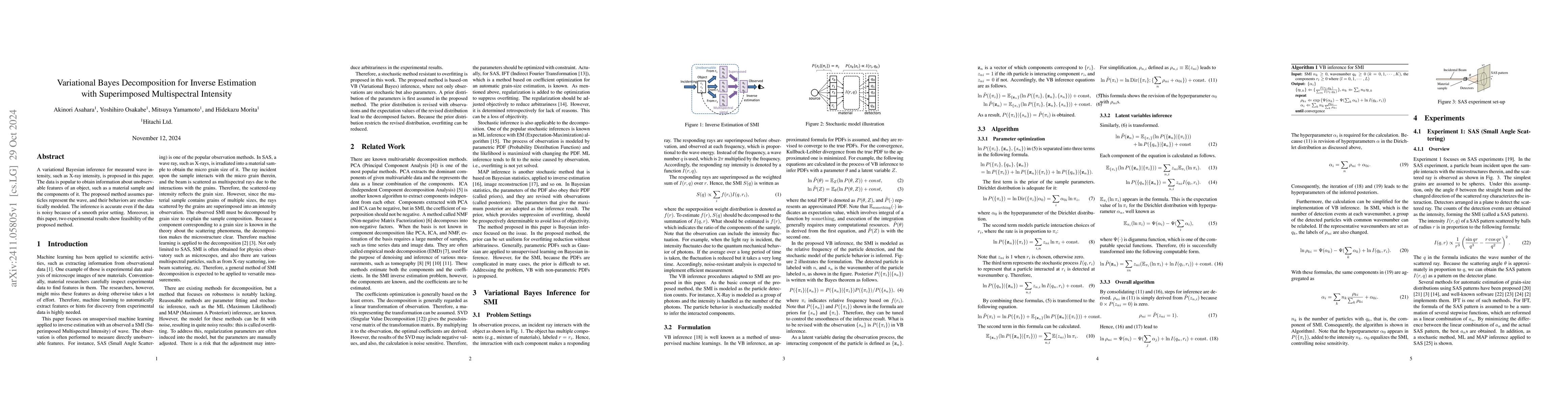 Thumbnail for Variational Bayes Decomposition for Inverse Estimation with Superimposed
  Multispectral Intensity