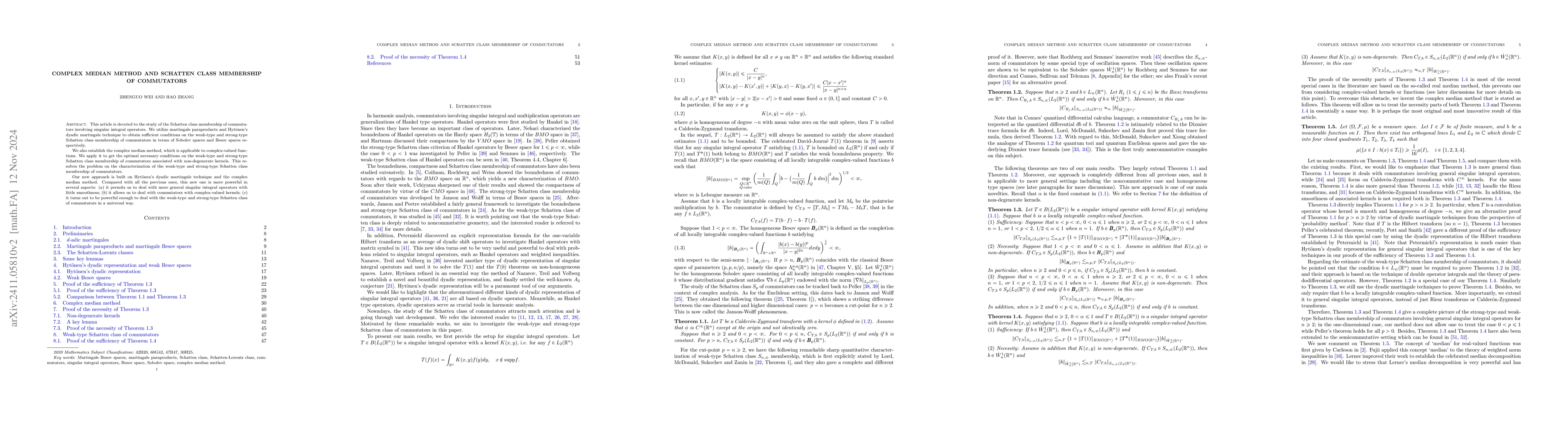Thumbnail for Complex median method and Schatten class membership of commutators