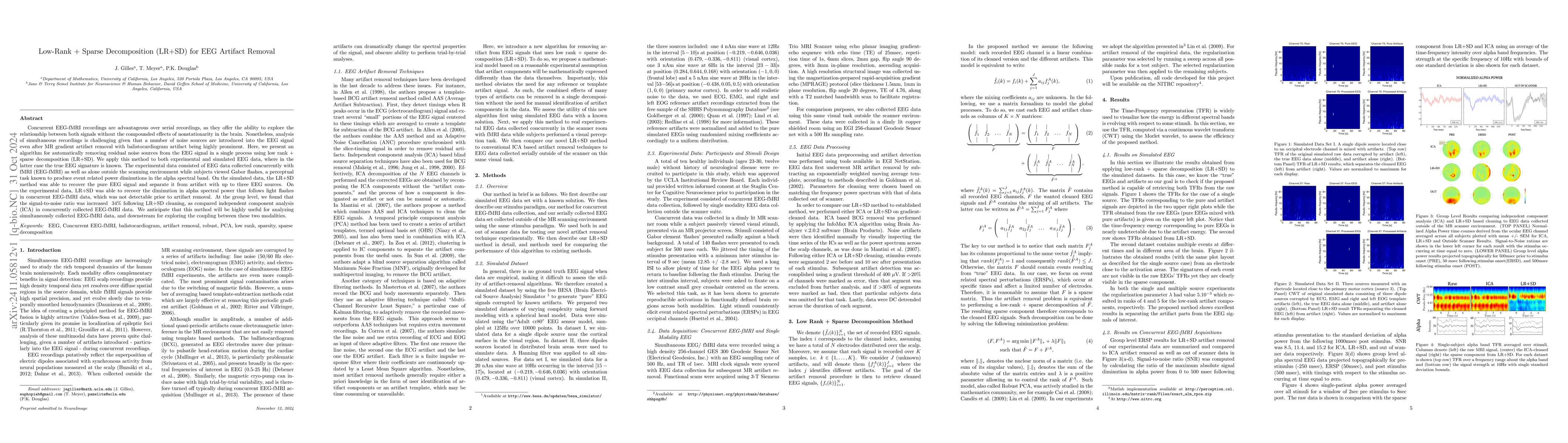 Thumbnail for Low-Rank + Sparse Decomposition (LR+SD) for EEG Artifact Removal