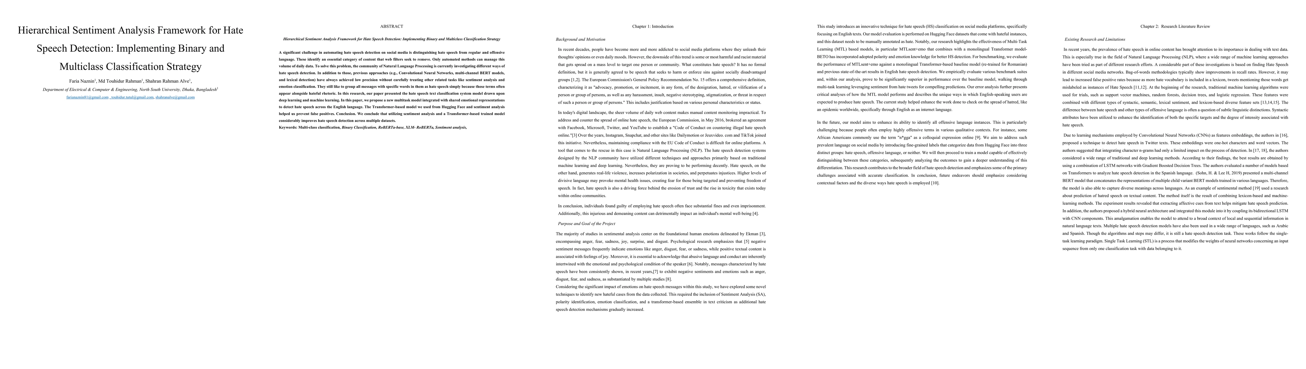 Thumbnail for Hierarchical Sentiment Analysis Framework for Hate Speech Detection:
  Implementing Binary and Multiclass Classification Strategy