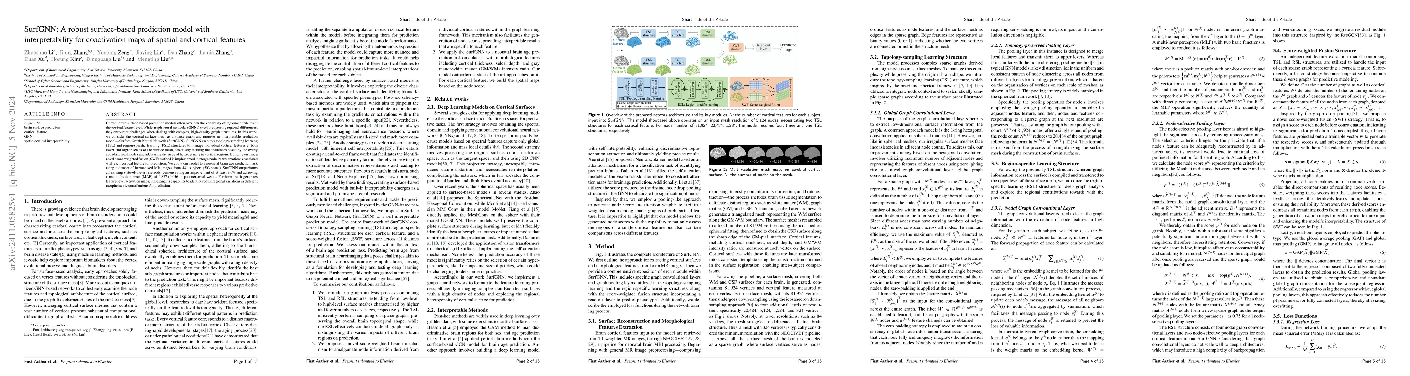 Thumbnail for SurfGNN: A robust surface-based prediction model with interpretability
  for coactivation maps of spatial and cortical features