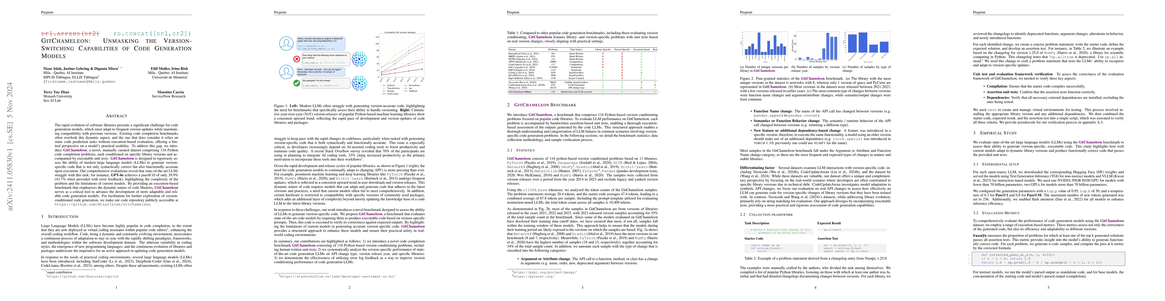 Thumbnail for GitChameleon: Unmasking the Version-Switching Capabilities of Code
  Generation Models