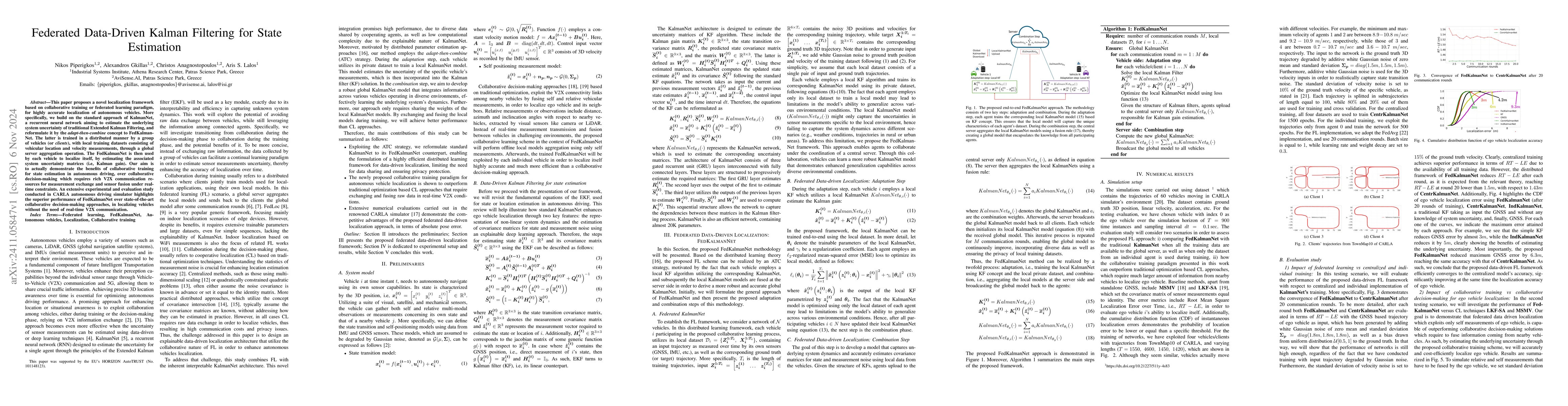 Thumbnail for Federated Data-Driven Kalman Filtering for State Estimation