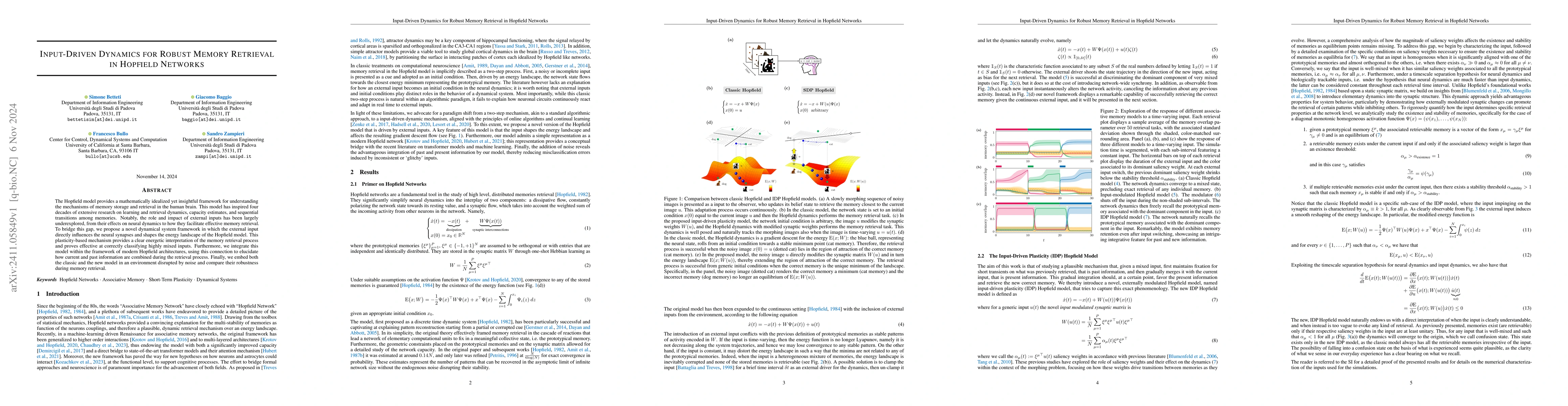 Thumbnail for Input-Driven Dynamics for Robust Memory Retrieval in Hopfield Networks