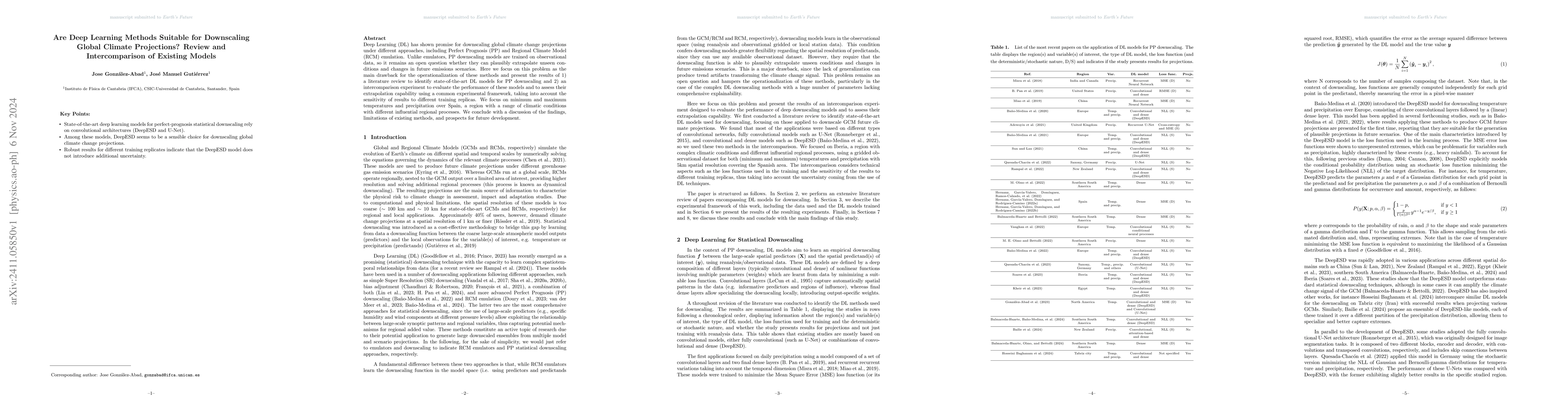 Thumbnail for Are Deep Learning Methods Suitable for Downscaling Global Climate
  Projections? Review and Intercomparison of Existing Models