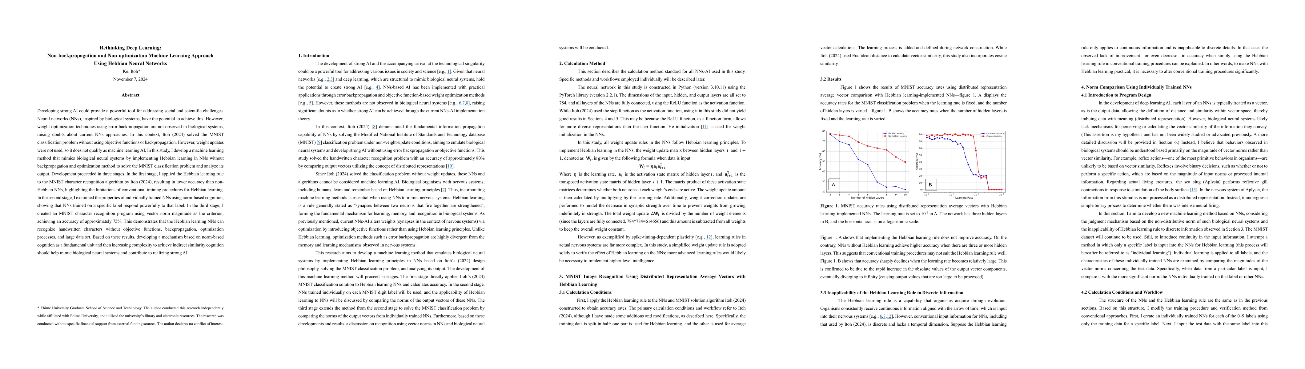 Thumbnail for Rethinking Deep Learning: Non-backpropagation and Non-optimization
  Machine Learning Approach Using Hebbian Neural Networks
