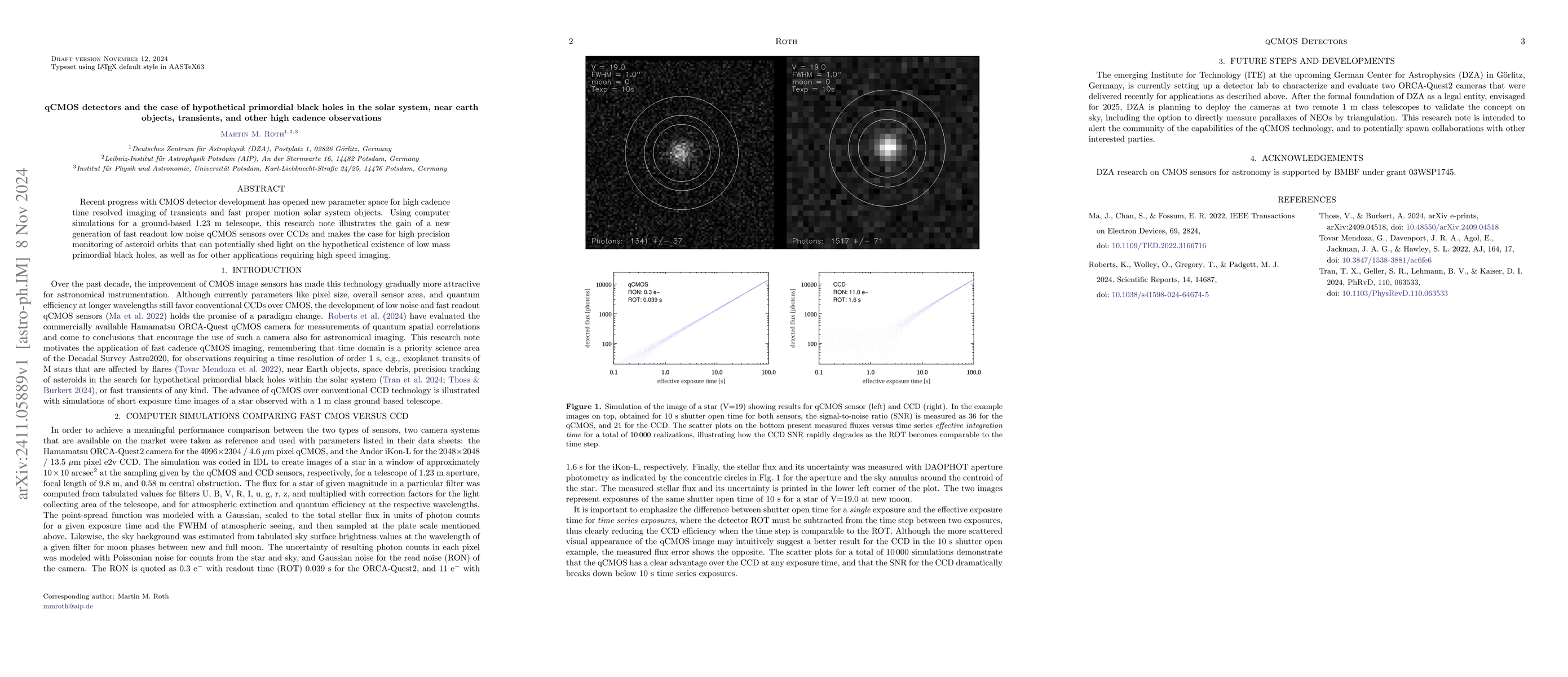 Thumbnail for qCMOS detectors and the case of hypothetical primordial black holes in
  the solar system, near earth objects, transients, and other high cadence
  observations