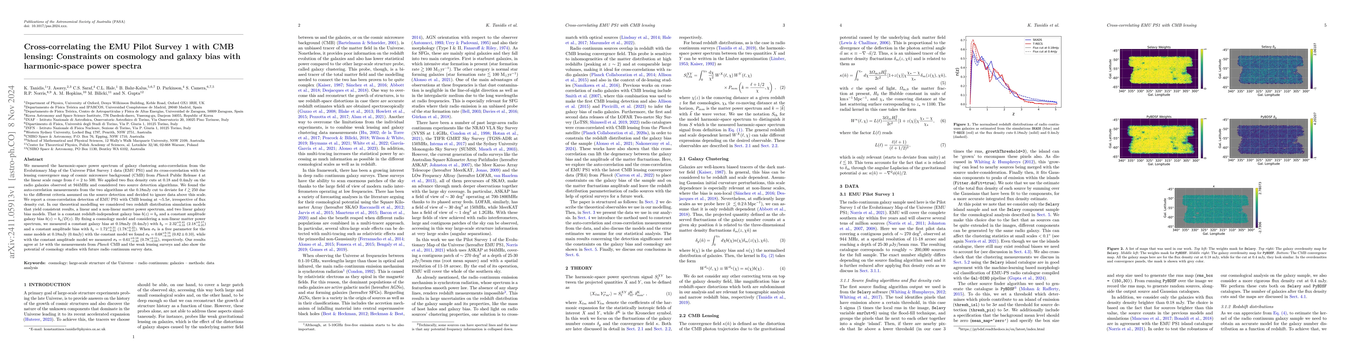 Thumbnail for Cross-correlating the EMU Pilot Survey 1 with CMB lensing: Constraints
  on cosmology and galaxy bias with harmonic-space power spectra