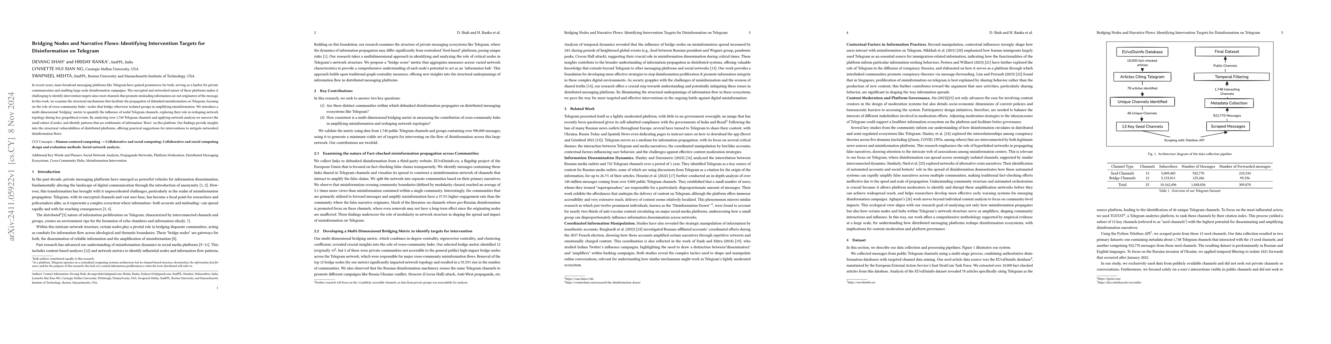 Thumbnail for Bridging Nodes and Narrative Flows: Identifying Intervention Targets for
  Disinformation on Telegram