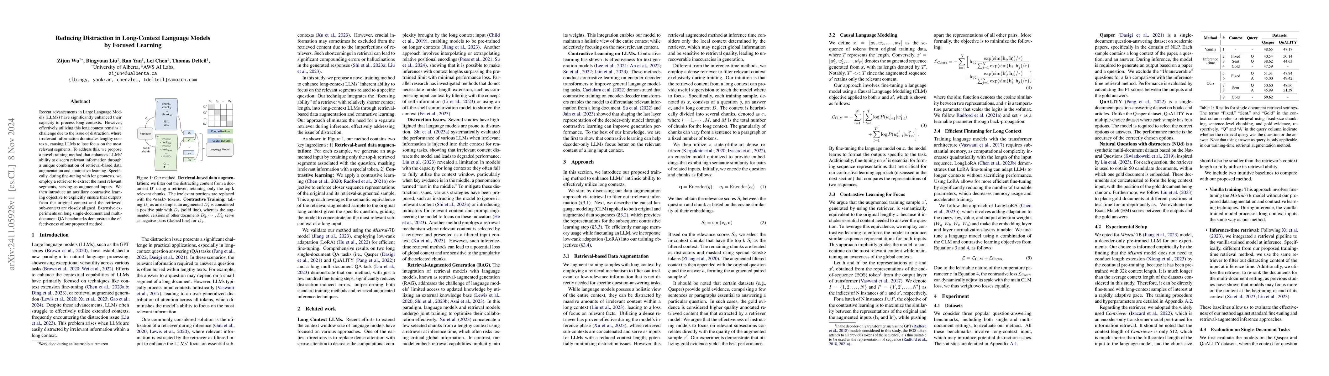 Thumbnail for Reducing Distraction in Long-Context Language Models by Focused Learning