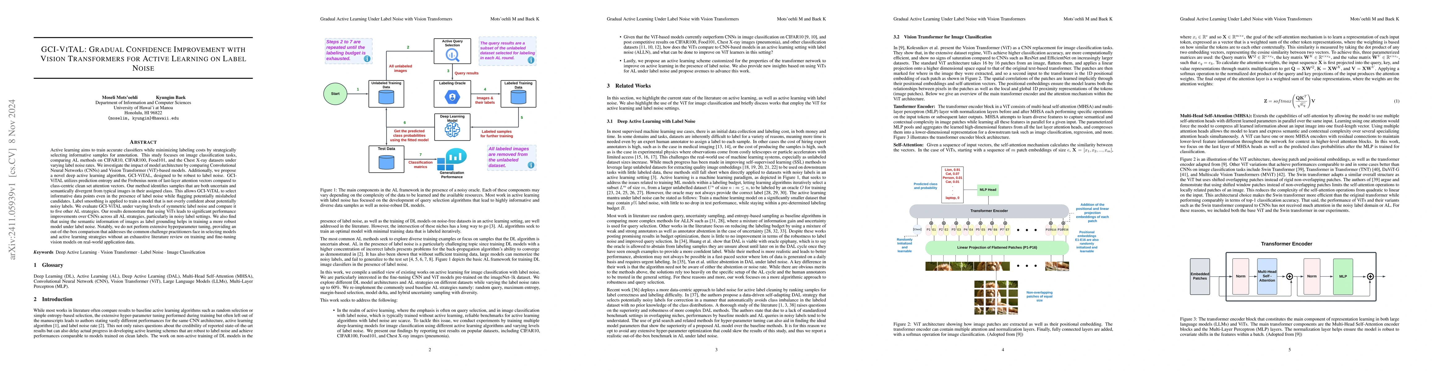 Thumbnail for GCI-ViTAL: Gradual Confidence Improvement with Vision Transformers for
  Active Learning on Label Noise