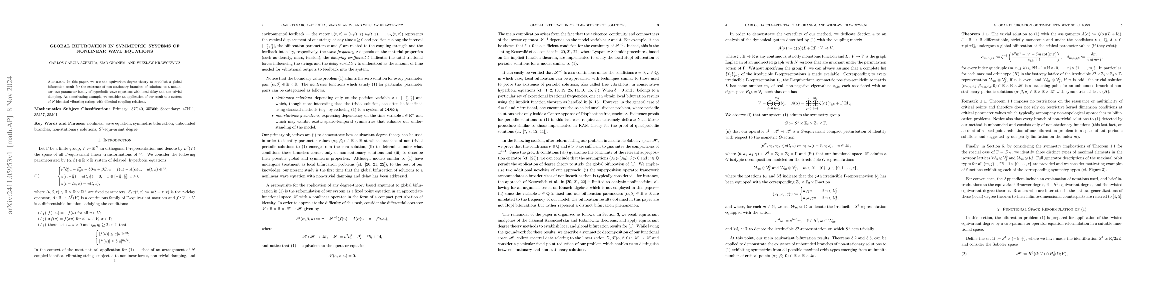 Thumbnail for Global Bifurcation in Symmetric Systems of Nonlinear Wave Equations