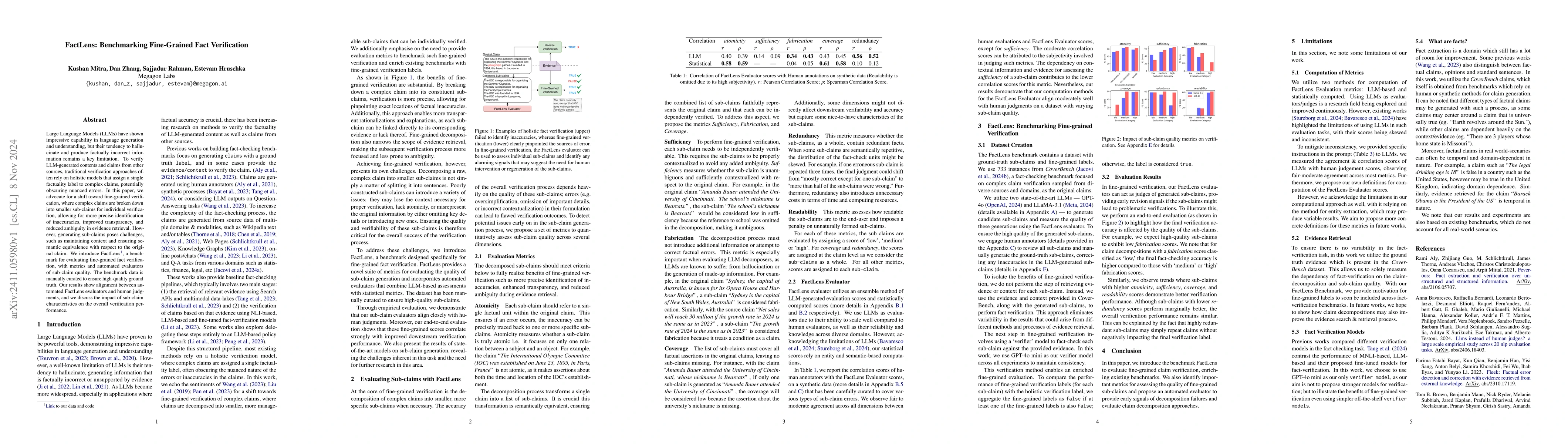 Thumbnail for FactLens: Benchmarking Fine-Grained Fact Verification