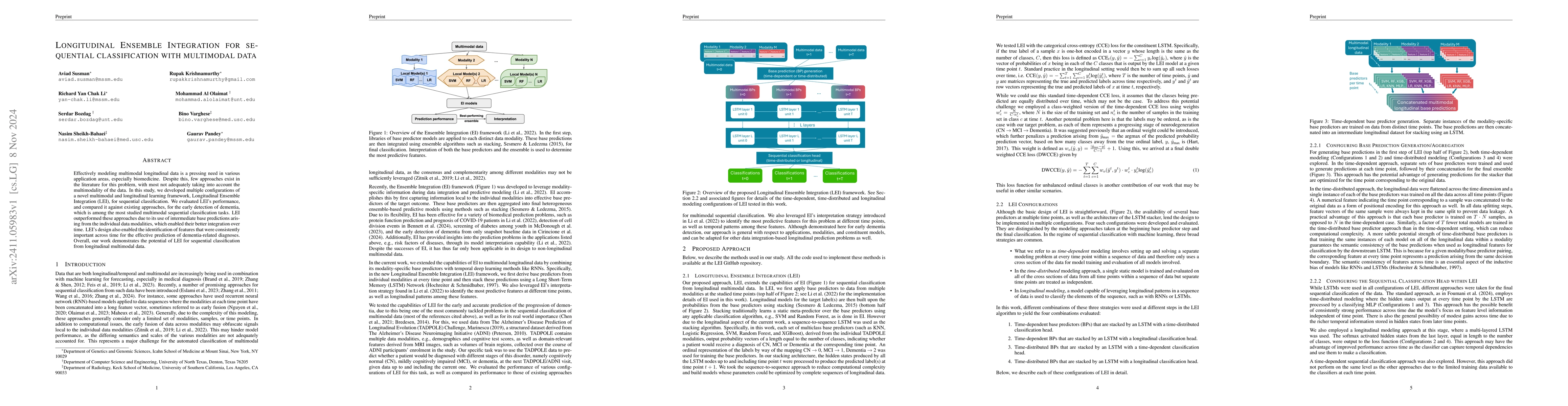 Thumbnail for Longitudinal Ensemble Integration for sequential classification with
  multimodal data