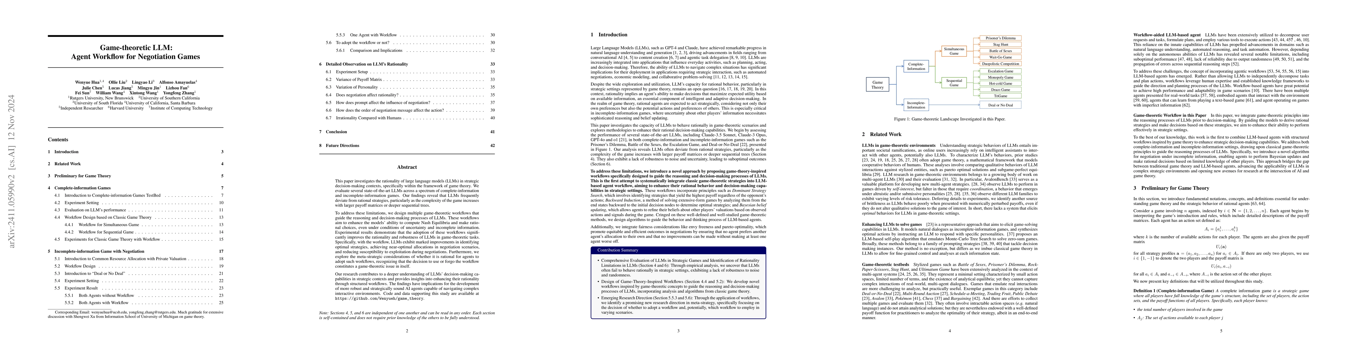 Thumbnail for Game-theoretic LLM: Agent Workflow for Negotiation Games