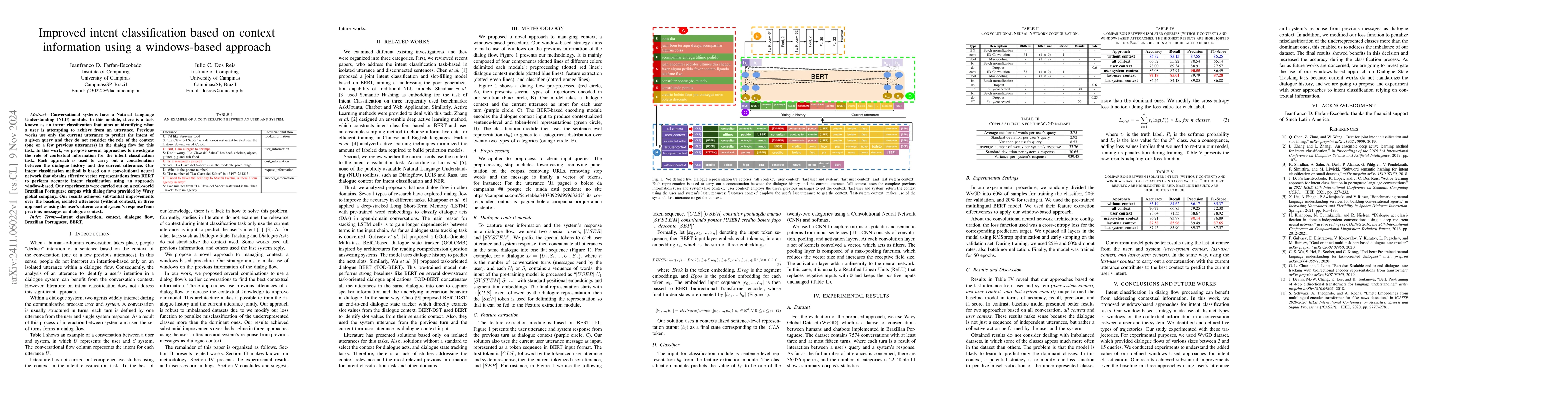 Thumbnail for Improved intent classification based on context information using a
  windows-based approach