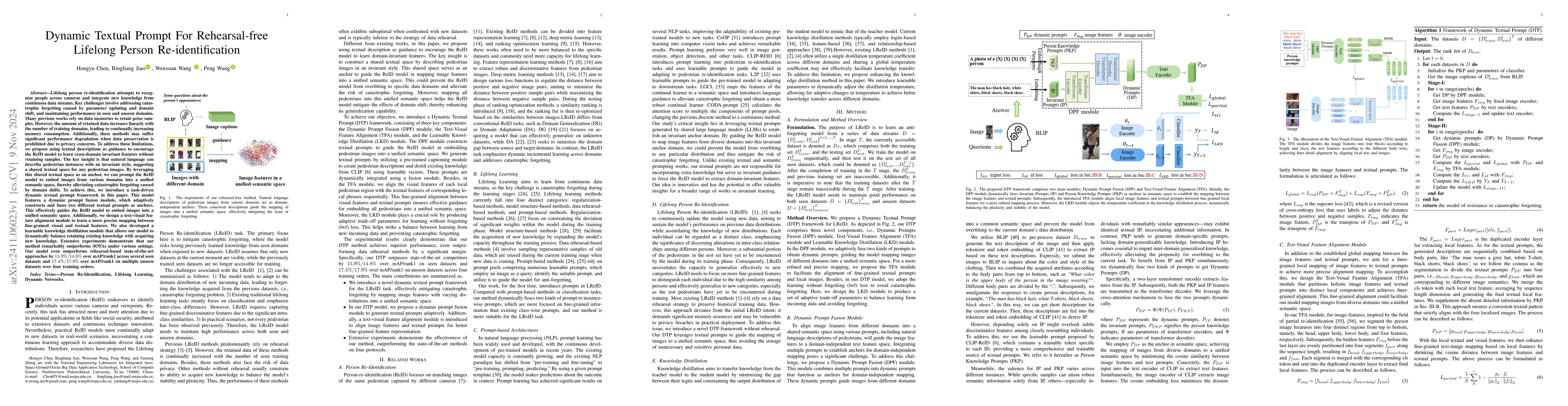 Thumbnail for Dynamic Textual Prompt For Rehearsal-free Lifelong Person
  Re-identification