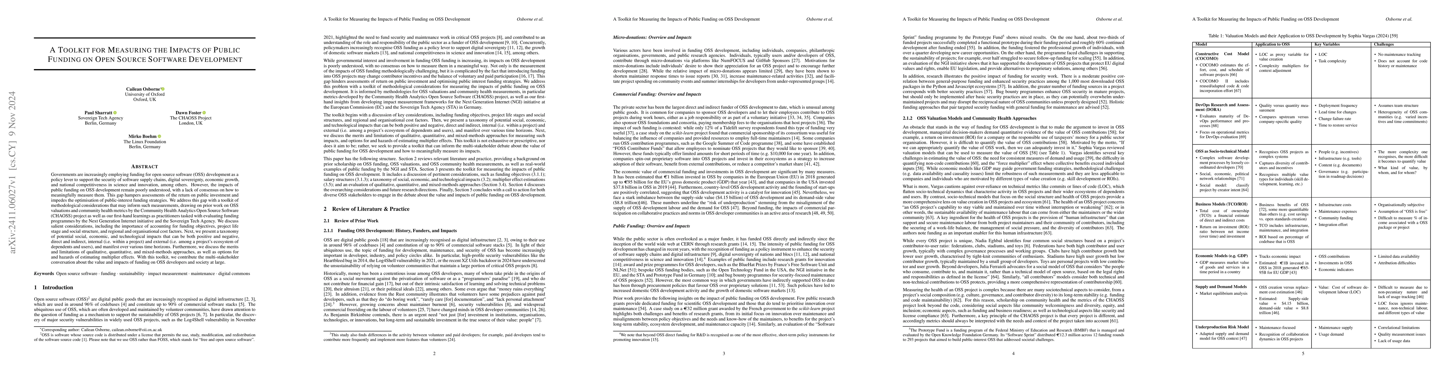 Thumbnail for A Toolkit for Measuring the Impacts of Public Funding on Open Source
  Software Development