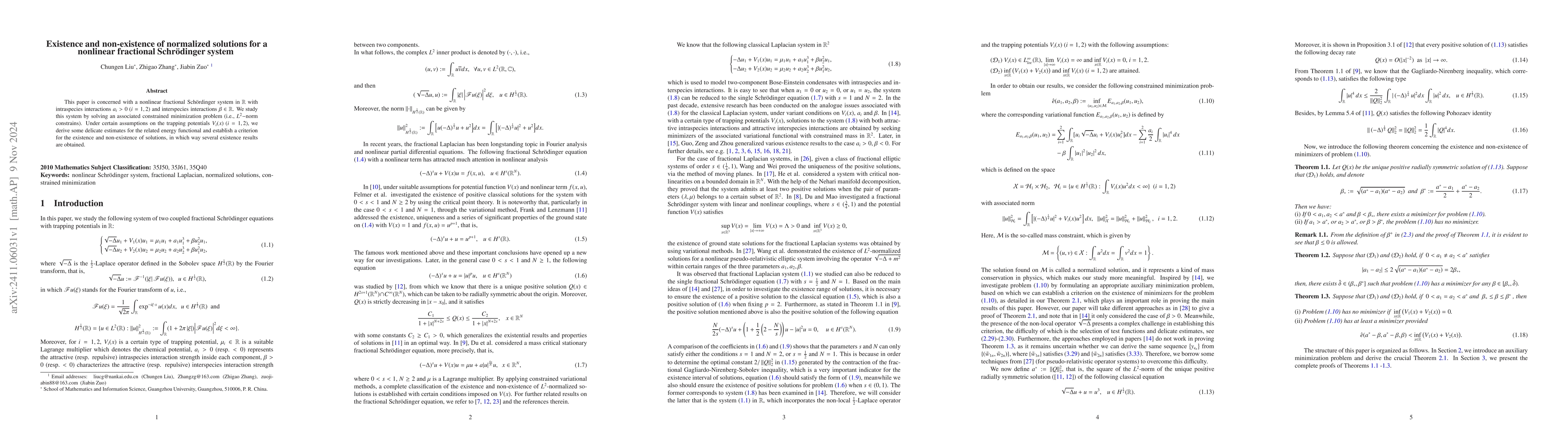 Thumbnail for Existence and non-existence of normalized solutions for a nonlinear
  fractional Schrödinger system