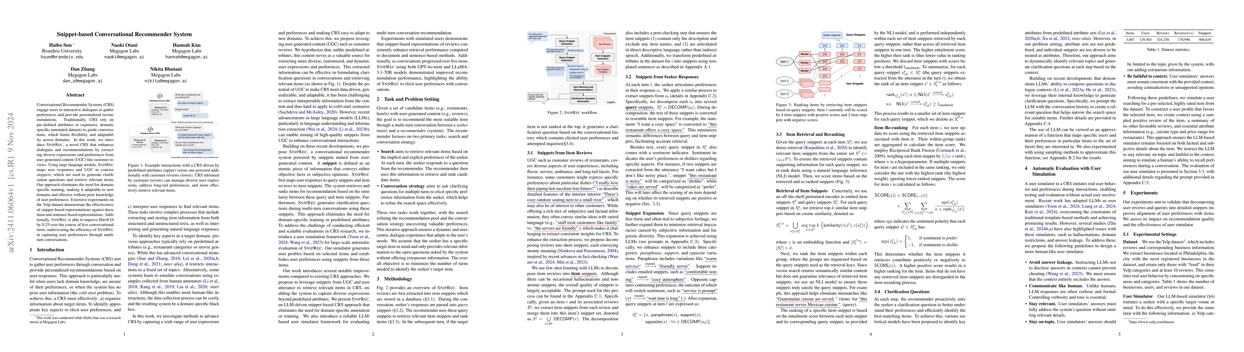Thumbnail for Snippet-based Conversational Recommender System