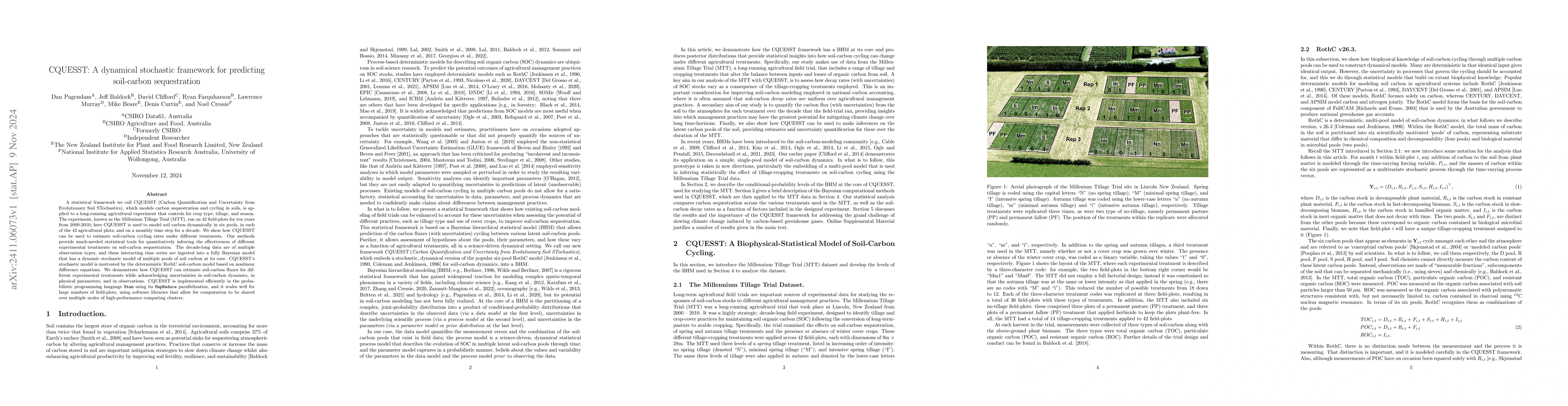 Thumbnail for CQUESST: A dynamical stochastic framework for predicting soil-carbon
  sequestration