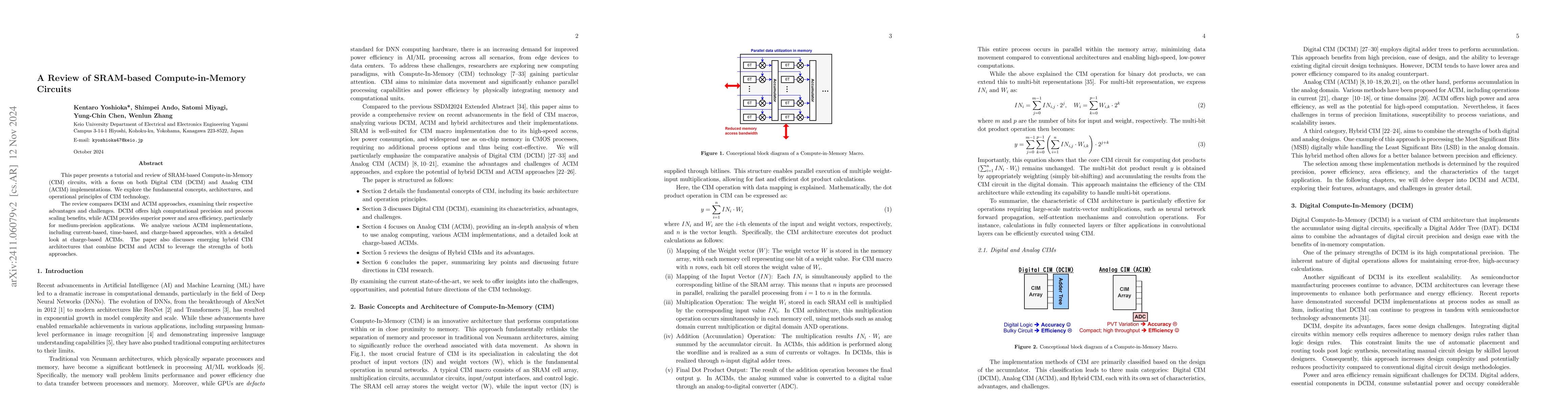 Thumbnail for A Review of SRAM-based Compute-in-Memory Circuits