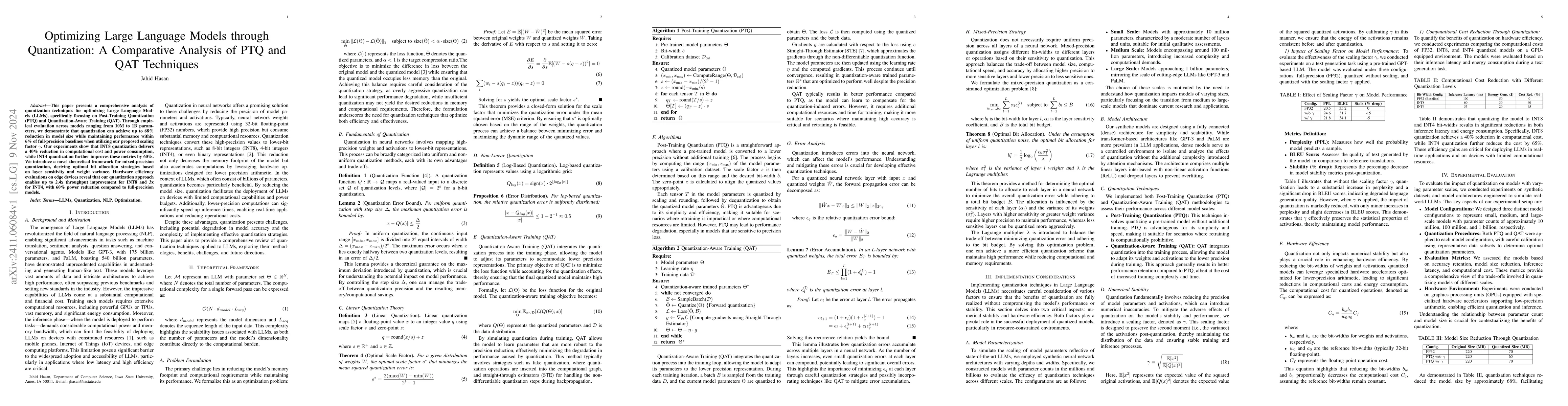 Thumbnail for Optimizing Large Language Models through Quantization: A Comparative
  Analysis of PTQ and QAT Techniques