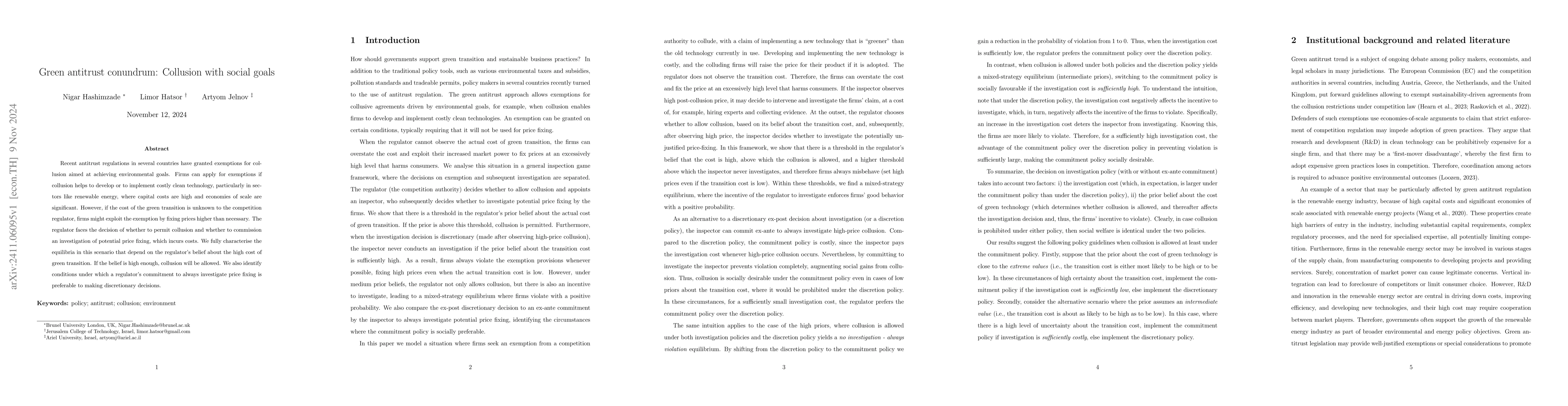 Thumbnail for Green antitrust conundrum: Collusion with social goals