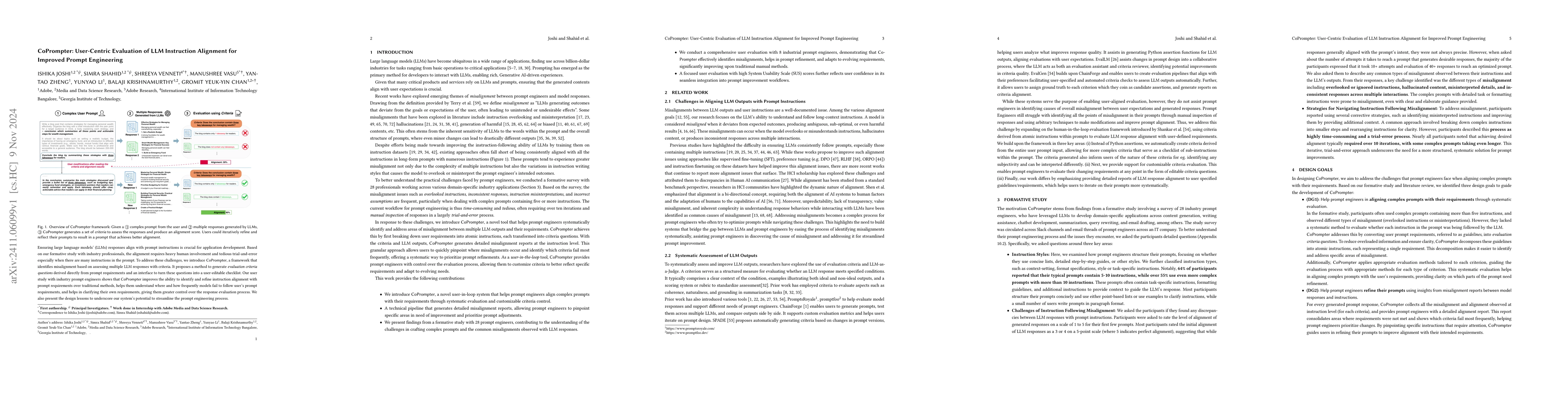 Thumbnail for CoPrompter: User-Centric Evaluation of LLM Instruction Alignment for
  Improved Prompt Engineering