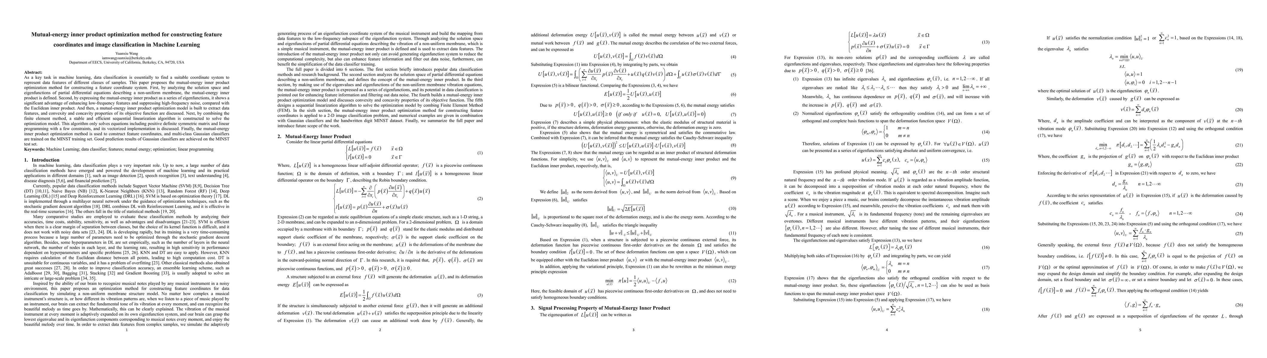 Thumbnail for Mutual-energy inner product optimization method for constructing feature
  coordinates and image classification in Machine Learning
