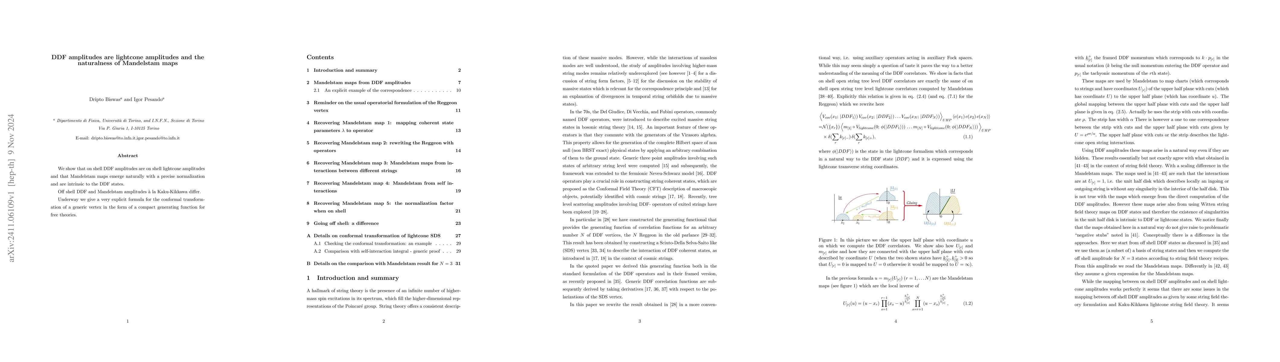Thumbnail for DDF amplitudes are lightcone amplitudes and the naturalness of
  Mandelstam map