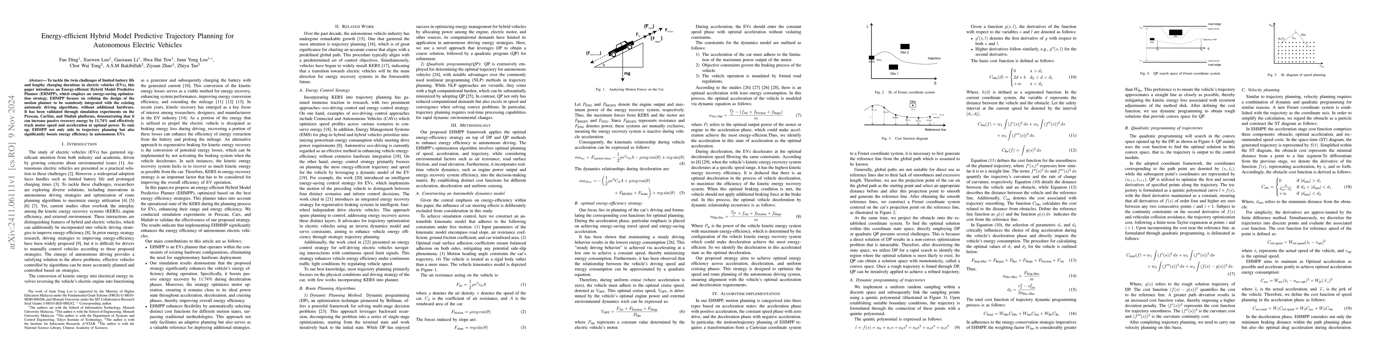Thumbnail for Energy-efficient Hybrid Model Predictive Trajectory Planning for
  Autonomous Electric Vehicles