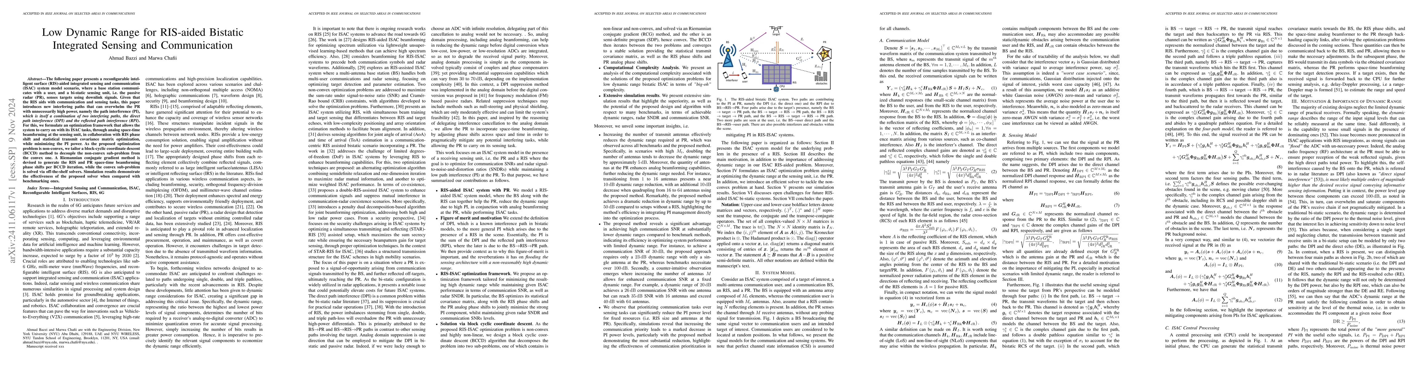 Thumbnail for Low Dynamic Range for RIS-aided Bistatic Integrated Sensing and
  Communication